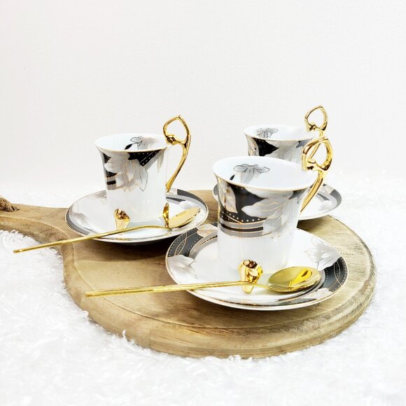 Tea Cup Set  of 3 Porcelain Japan Style Demitasse Tea Cup Set  of 3 - Picture 1 of 6